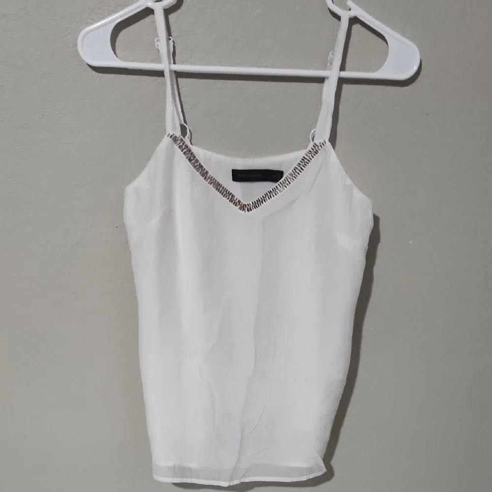 The Limited Top Womens White beaded Embellished Neckline Lyocel blend size XS